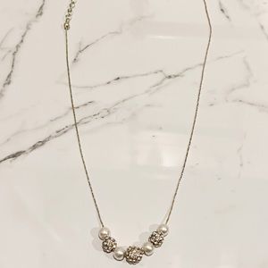 Dainty pearl and sparkly ball necklace